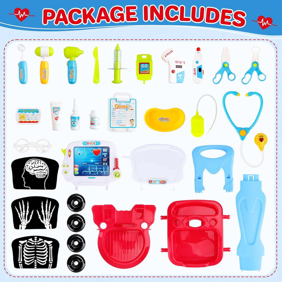 deAO Toys Little Doctor tragbares Krankenhaus-Spielset für Kinder, für Rollenspiele, mit