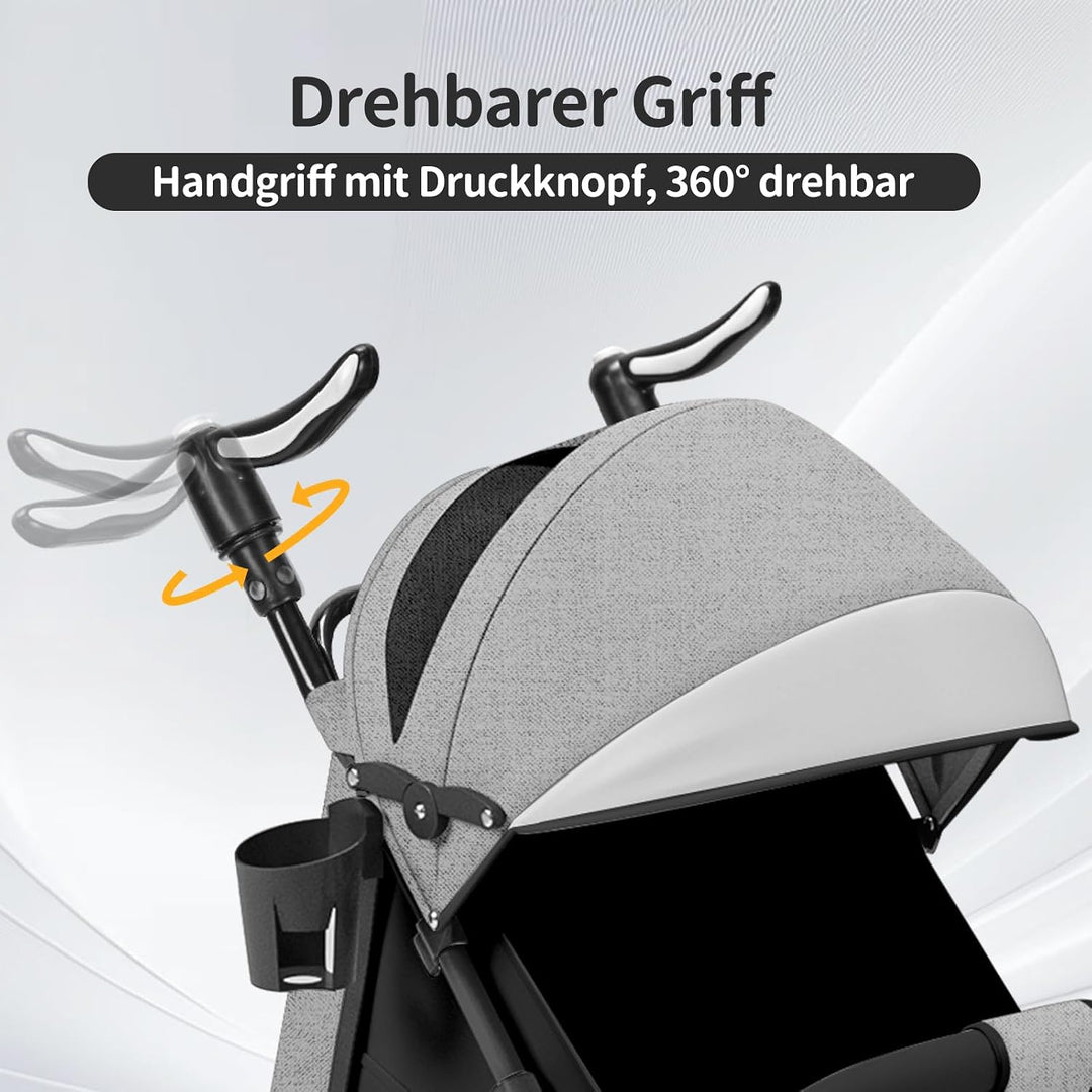 OHMG Kids Kinderwagen mit Babywanne,2 in 1,ultrakompakt,Kompakter Buggy mit Schultergurt,5-Punkt-Gur
