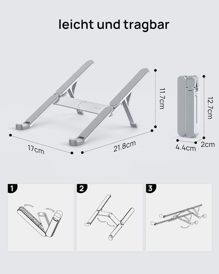 SODI Laptop Ständer, Faltbarer Aluminium Notebook Ständer, Höhenverstellbarer Laptopständer mit Belü