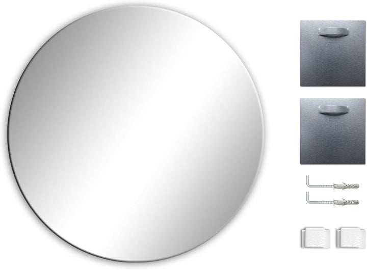 Ramix Rund Spiegel, Rahmenloser, Spiegelfliese, Wandspiegel, Badspiegel, Zimmer, Grösse: 100 cm Durc