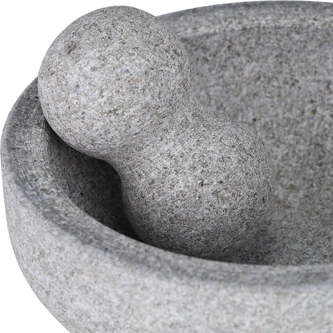 Relaxdays Mörser mit Stössel, Granit, H x D: 9 x 20 cm, robust, langlebig, unpoliert, Steinmörser Ge