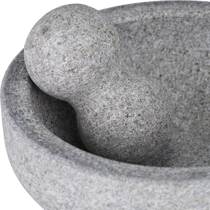 Relaxdays Mörser mit Stössel, Granit, H x D: 9 x 20 cm, robust, langlebig, unpoliert, Steinmörser Ge