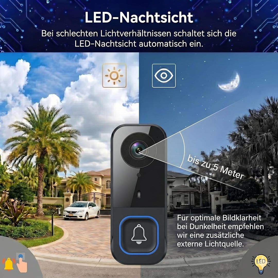 Video Türklingel mit Kamera Drahtlos, Funkklingel mit Kamera, Türsprechanlage mit Kamera 4,5" IPS Mo