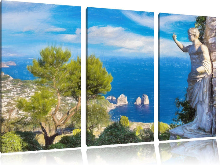 Pixxprint Insel Capri in Italien als Leinwandbild/Grösse: 3 Teilig (120x80 cm) cm/Wandbild/Kunstdruc