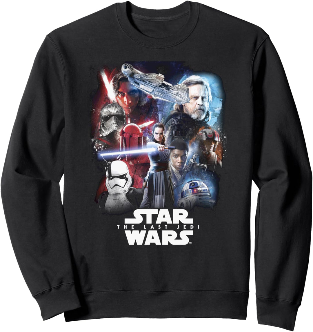 Star Wars The Last Jedi Group Shot Rey Faded Portrait Sweatshirt