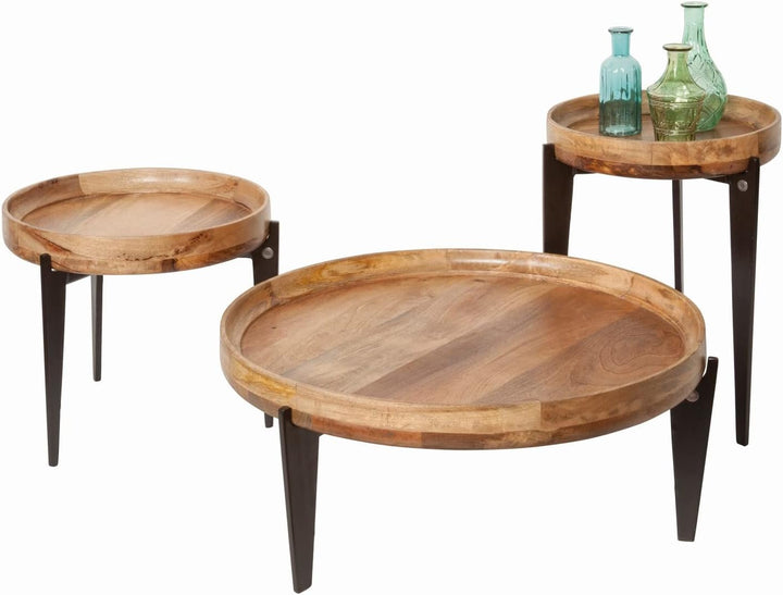 Sit Möbel Tom Beistelltisch Mango L = 46 x B = 46 x H = 42 cm Platte Natur, Beine schwarz