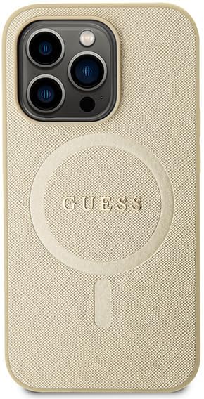 GUESS GUHMP15LPSAHMCB Hülle für iPhone 15 Pro 6.1" golden hardcase Saffiano