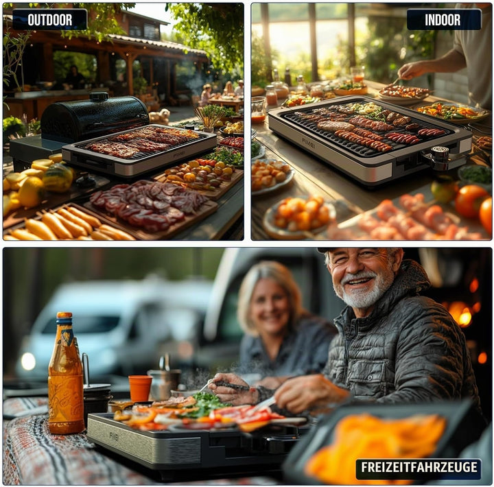 FIMEI Tischgrill Elektrisch 1800W, Elektrogrill Antihaftbeschichtete Grillplatte, Temperatureinstell