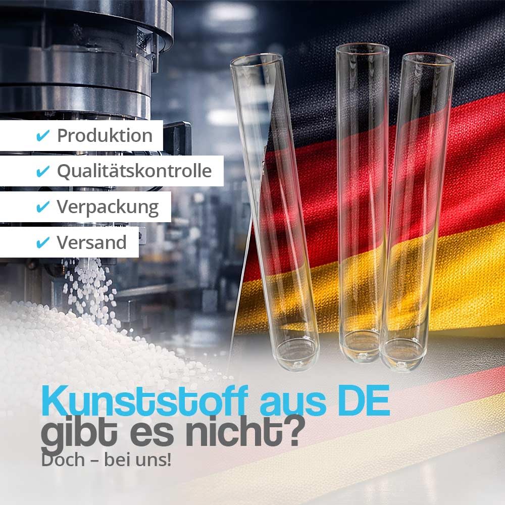 Tuuters 100x Kunststoff Reagenzgläser mit Korken (Naturkorken), Reagenzröhrchen (150 x Ø