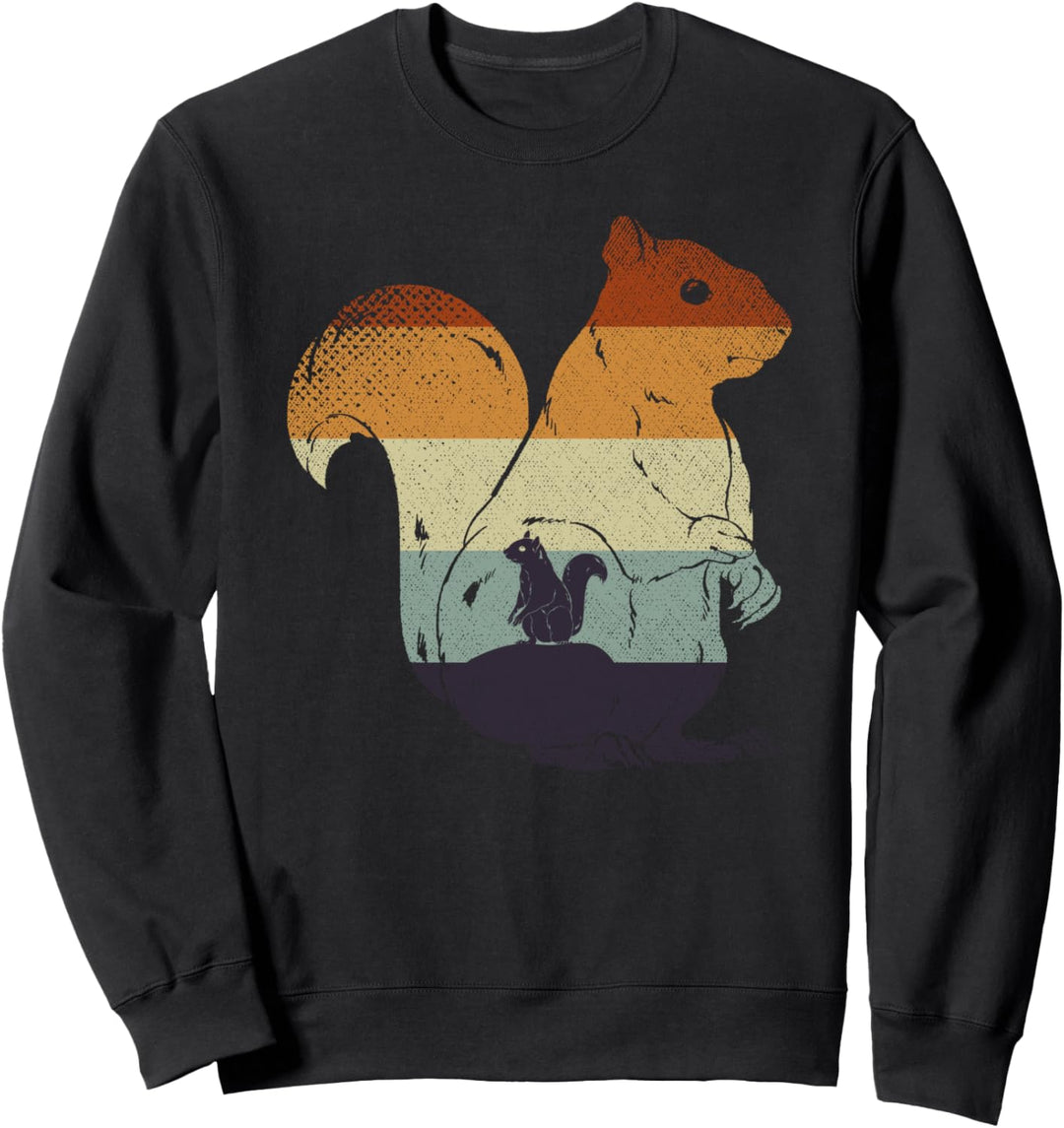 Waldtier Tierfreund Waldbewohner Retro Eichhörnchen Sweatshirt