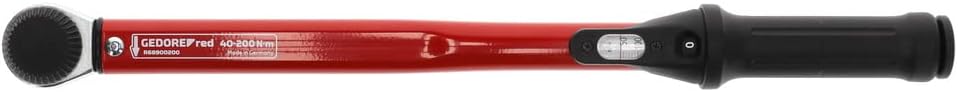 GEDORE red Drehmomentschlüssel für Links- und Rechtsgewinde, 1/2 Zoll, 40-200 Nm, Stahlrohr, Rot/Sch