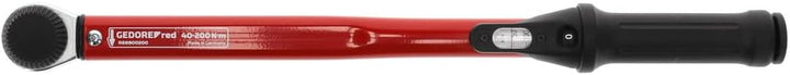 GEDORE red Drehmomentschlüssel für Links- und Rechtsgewinde, 1/2 Zoll, 40-200 Nm, Stahlrohr, Rot/Sch