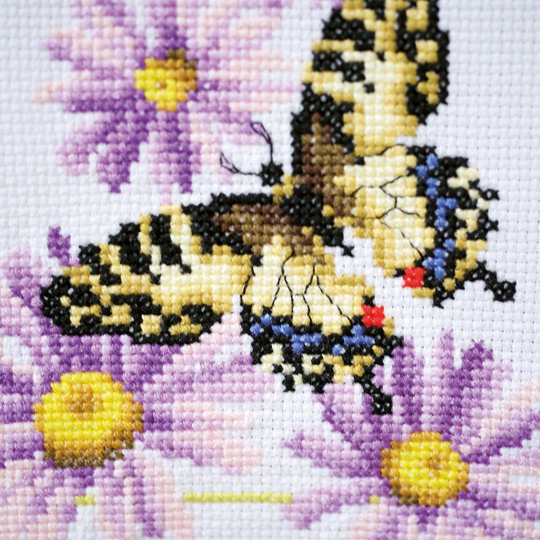 Vervaco Aida Läufer Schmetterling Kreuzstichpackung, Weiss, 32 x 84 x 0,3 cm