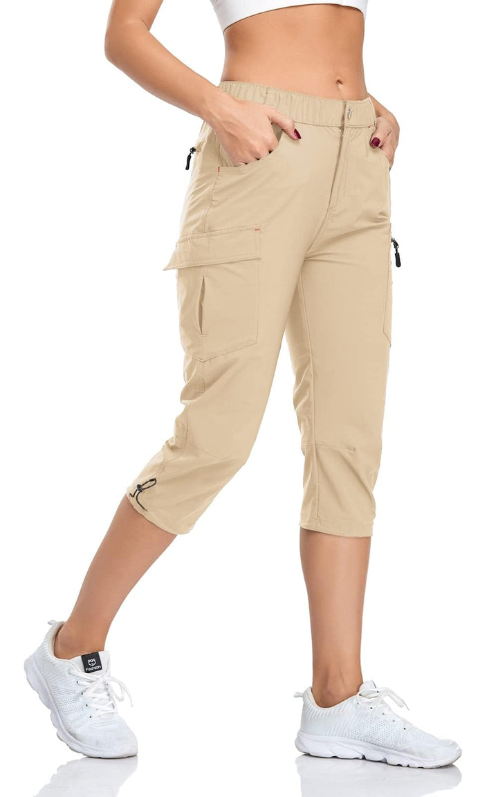 GymBrave Wanderhose Damen 3/4 Trekkinghose Stretch Leiche schnell trocknend Cargo Caprihose Sommer O