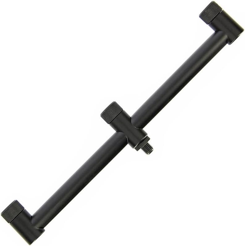 Rutenhalter Set - 2 Teleskop Bank-Sticks 50-90 cm, 2 Buzzer-Bars für 3 Ruten, 3 Edelstahl Rutenhalte