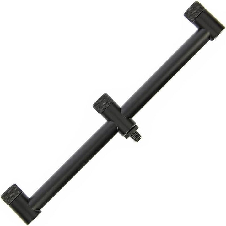 Rutenhalter Set - 2 Teleskop Bank-Sticks 50-90 cm, 2 Buzzer-Bars für 3 Ruten, 3 Edelstahl Rutenhalte