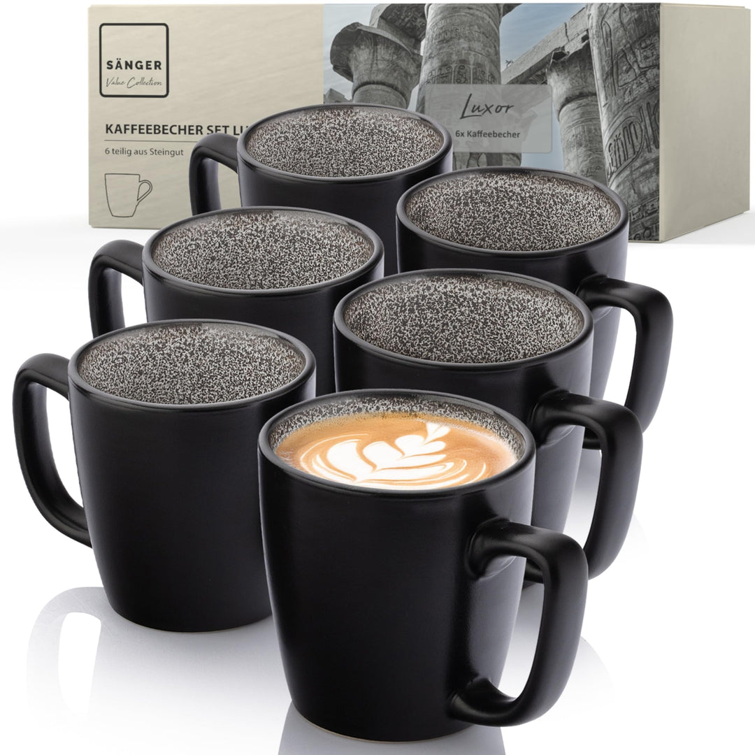 SÄNGER Luxor | Kaffeebecher 6 Personen, Steingut Kaffeetassen Set 6er, Tassen Teetasse spülmaschinen
