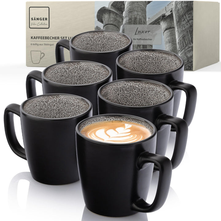 SÄNGER Luxor | Kaffeebecher 6 Personen, Steingut Kaffeetassen Set 6er, Tassen Teetasse spülmaschinen