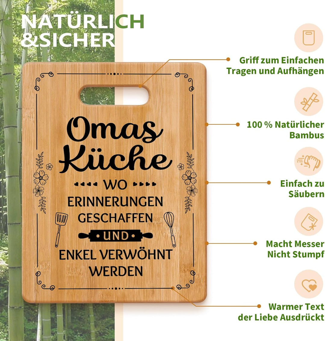 Oma Geschenke, Geburtstagsgeschenke für Oma – Bambus Schneidebrett, Oma Weihnachtsgeschenke, Muttert