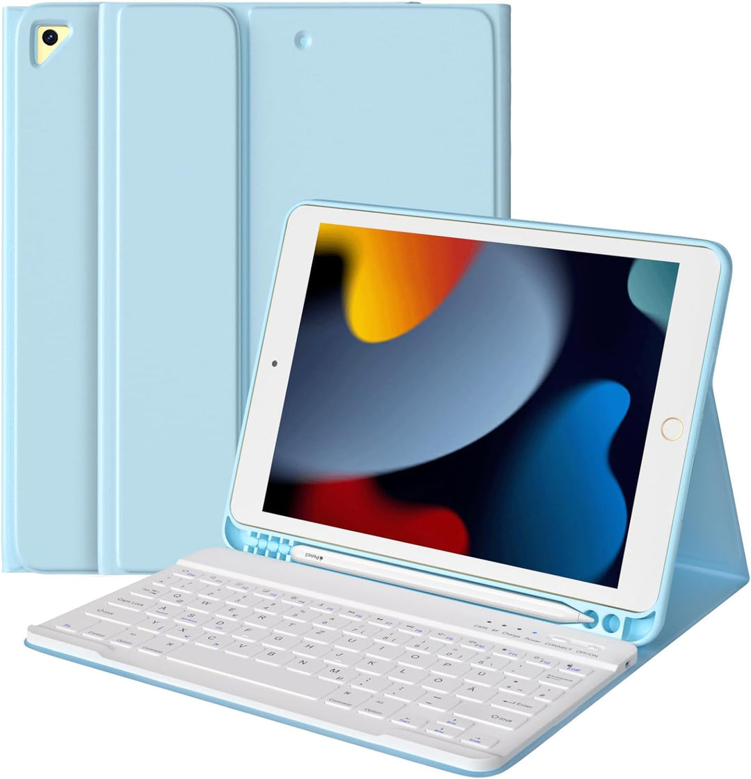 TQQ Tastatur Hülle für iPad 10.2 Zoll (9/8/7 Generation), für iPad Air 3rd und iPad Pro 10.5, Wieder