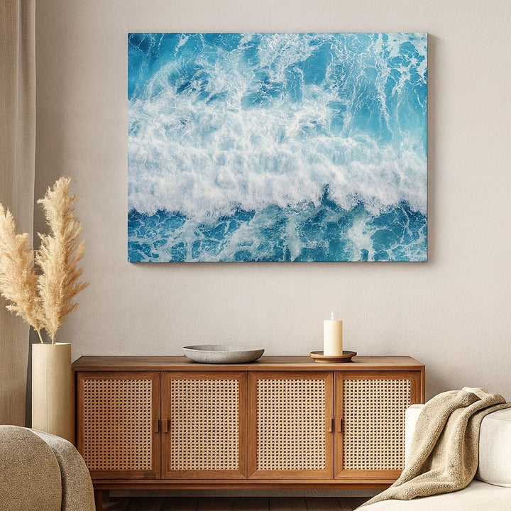 Bilder auf Leinwand 100x70cm Leinwandbild mit Rahmen Meer Welle Ozean Gross Wanddeko Bild Schlafzimm