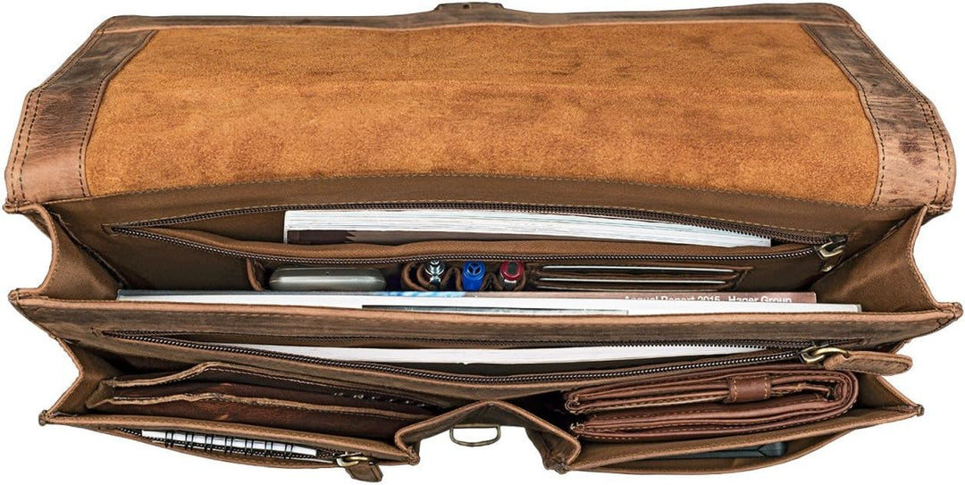 STILORD 'Magnus' Vintage Konferenzmappe Leder A4 Aktenmappe Aktentasche Dokumentenmappe für 13,3 Zol