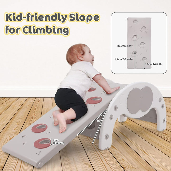 Klettergerüst Indoor mit 2 Doppelseitigen Kletterbrettern, 3 in 1 Kinderrutsche, Baby Klettergerüst,