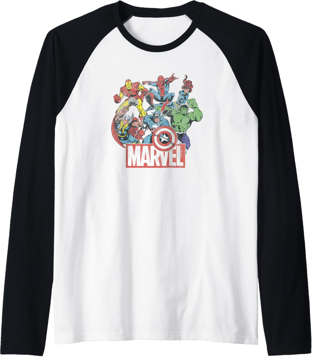 Marvel Comics Retro Classic Avengers Brick Logo Raglan
