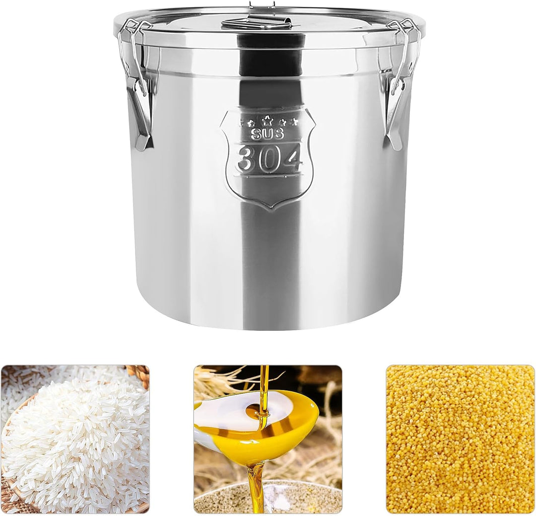 Reisbehälter,Airtight Storage Container,Stainless Steel Kitchen Rice Canister,Metall Küche Reis Öl L