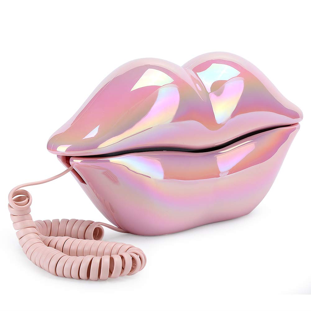 VBESTLIFE Schnurgebundenes Telefon, mundförmiges Lippen-Telefon Desktop-Festnetztelefon mit klarem T