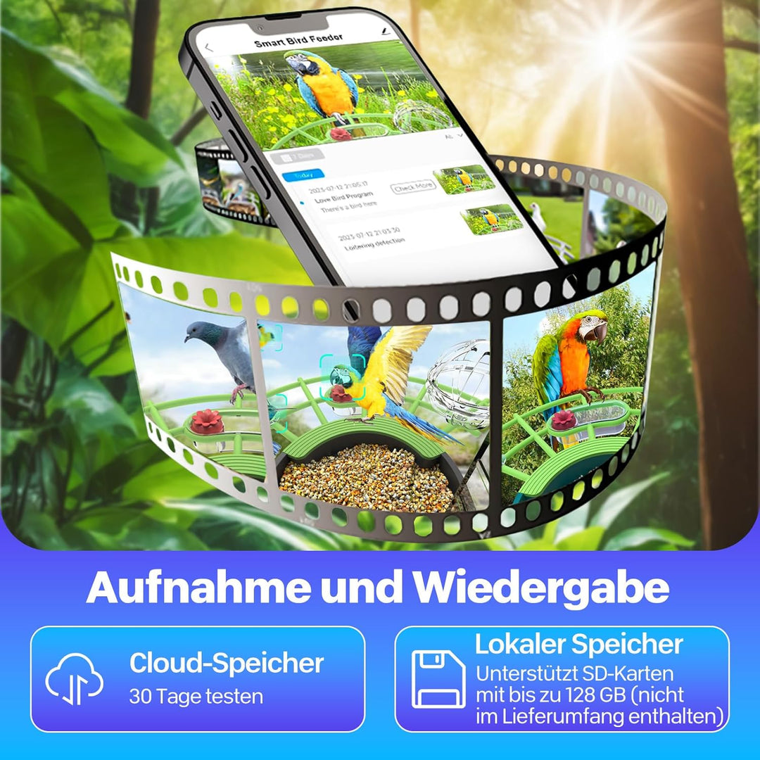 Vogelhaus mit Kamera Solar vogelhaus für den Aussenbereich, 4K mini vogelhaus Kamera, Wetterfest IP6