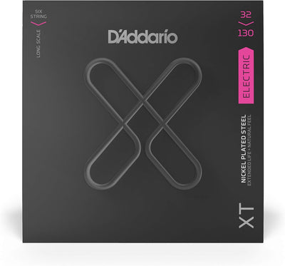 D'Addario XTB32130, vernickelte XT Stahlsaite für Bassgitarre, Regular Light, 6 Saiten, 32-130