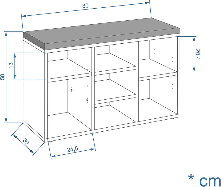 KOMTO Schuhbank mit Sitzfläche - Schuhregal Beton 80 x 50 x 30 cm Schuhschrank mit Sitzbank Flur Ban