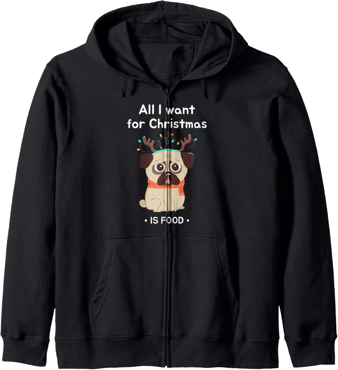 Komisch Mops Bulldogge Hund Hirsch Weihnachten Geschenk Kapuzenjacke