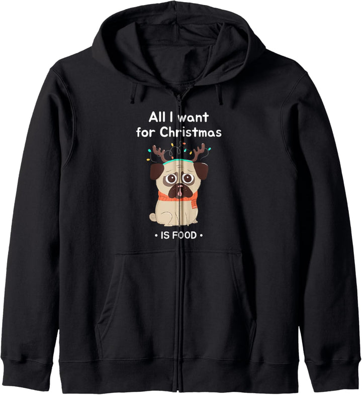 Komisch Mops Bulldogge Hund Hirsch Weihnachten Geschenk Kapuzenjacke