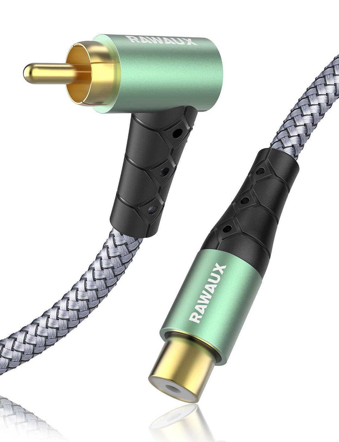 Cinch Verlängerung Kabel 3m, 90 Grad Gewinkelt Cinch Audiokabel Stecker zu Buchse Stereo Subwoofer K