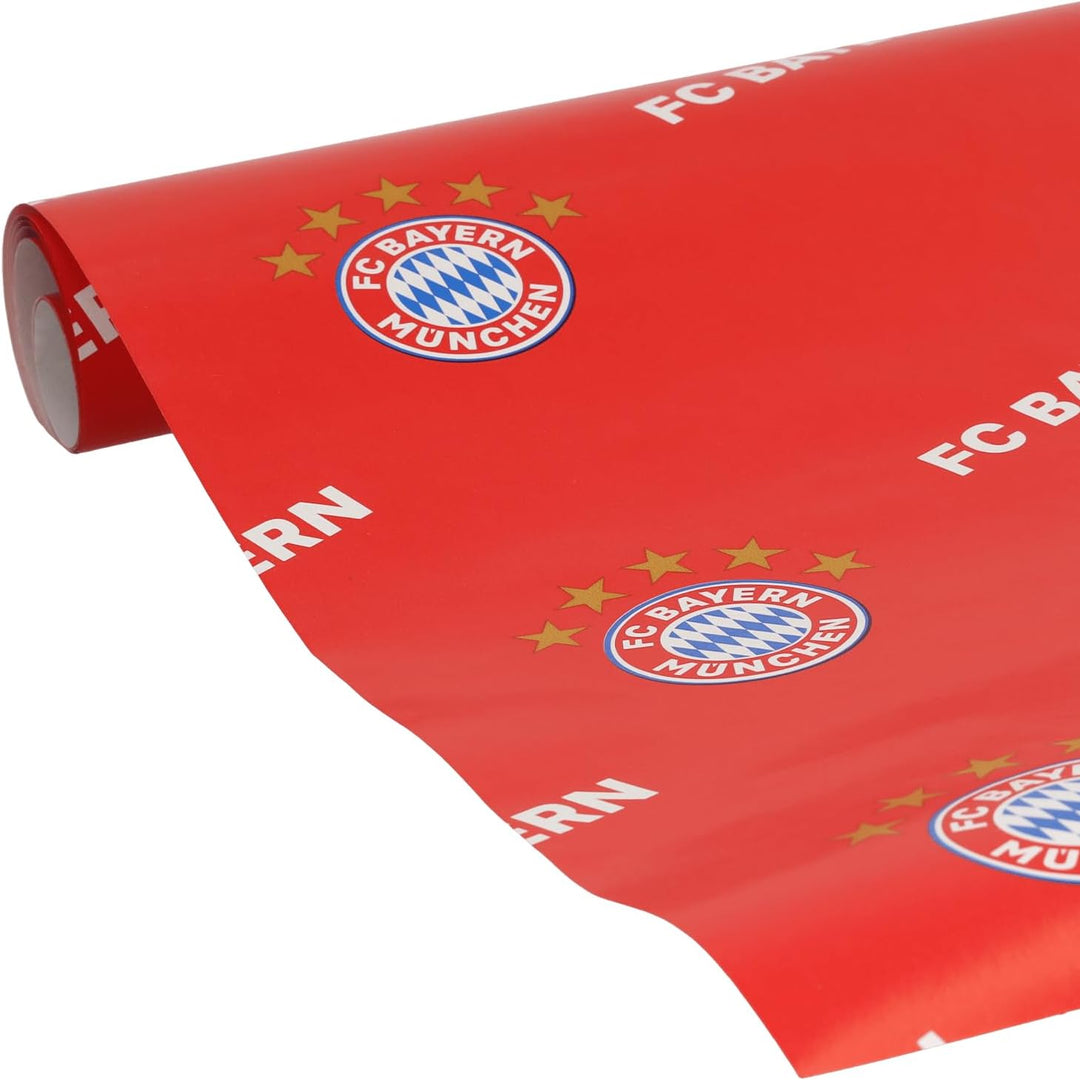 FC Bayern München Geschenkset 6-teilig I Geschenkpapier, Grusskarten & Geschenkband Einheitsgrösse,
