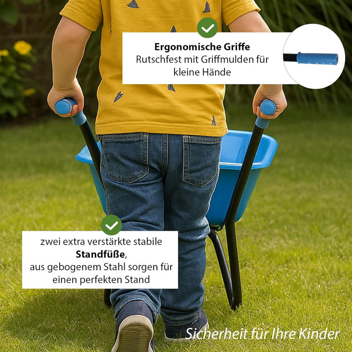 TRUTZHOLM Kinderschubkarre Uni 40 kg Traglast 3,6 kg Stahl Kunststoff hellblau Vollgummirad Schiebka