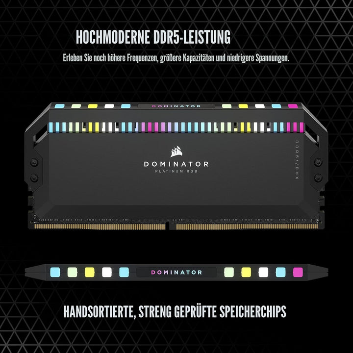 Corsair DOMINATOR PLATINUM RGB DDR5 RAM 64GB (4x16GB) 6200MHz CL32 Intel XMP iCUE Kompatibel Compute