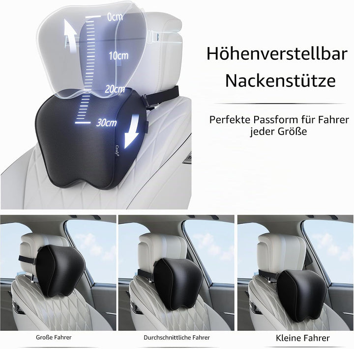 2-Pack Auto Nackenkissen, Weichheit Auto Kopfstütze Kissen zum Fahren mit verstellbarem Riemen, 100%