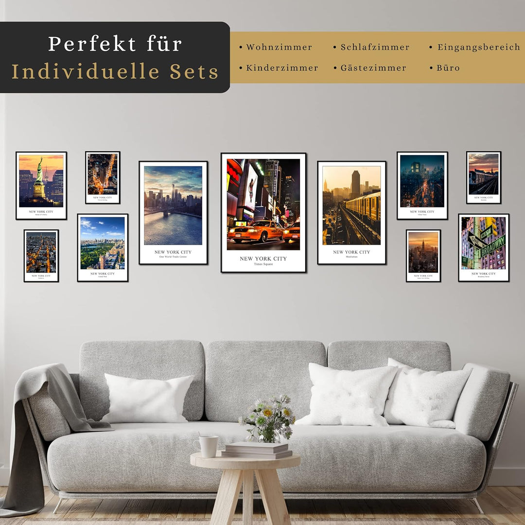 Rahmenbild New York Central Park 50 x 70 cm | Manhattan mit Aussicht auf Central Park bei Tag | Atmo