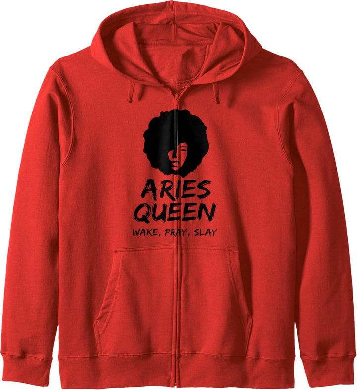 Aries Queen Tierkreis Geschenk Wake Pray Slay für Frauen Kapuzenjacke