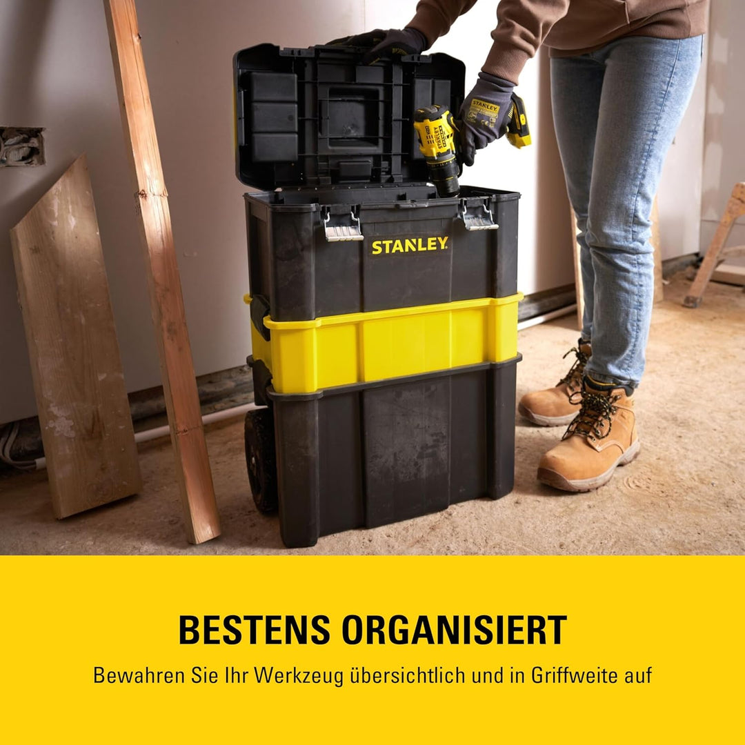 Stanley STST1-80151 Essential Rollende Werkstatt, Belastbarkeit bis zu 20 kg, Metallverschlüsse, Org