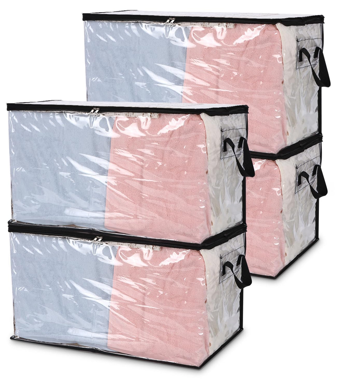 Cexovo Aufbewahrungstasche 4 Stück Grosse Aufbewahrungstasche mit Deckel 60L Kleiderschrank Organize