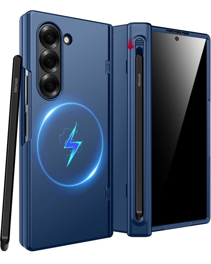Miimall Magnetisch Hülle Kompatibel mit Samsung Galaxy Z Fold 6 Hülle mit S-Pen & Stifthalter, [Anti