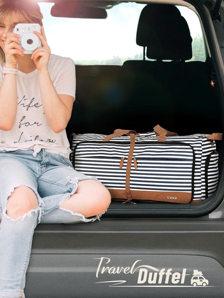 Lekesky Reisetasche Damen 60L 80L 100L mit Schuhfach, Faltbare Reisetasche Weekender Sporttasche fur