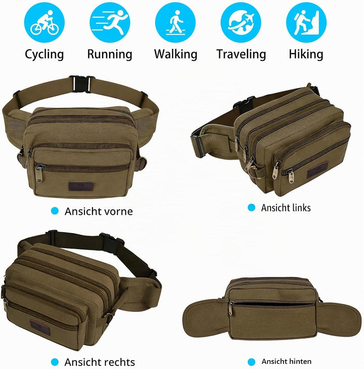Bauchtasche Grosse Kapazität für Herren Damen, SUNSEATON Gürteltasche,Multifunktionale Sport Hüfttas