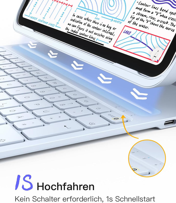 Inateck iPad 10 Generation Hülle mit Tastatur, für iPad 11 Gen. A16 2025 11 Zoll, Air 11 Zoll M3/M2