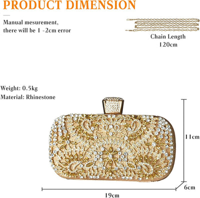 CORIOS Damen Clutch Diamant Strass Abendtasche Glitzer Handtasche Kleine Umhängetasche Abnehmbarer K