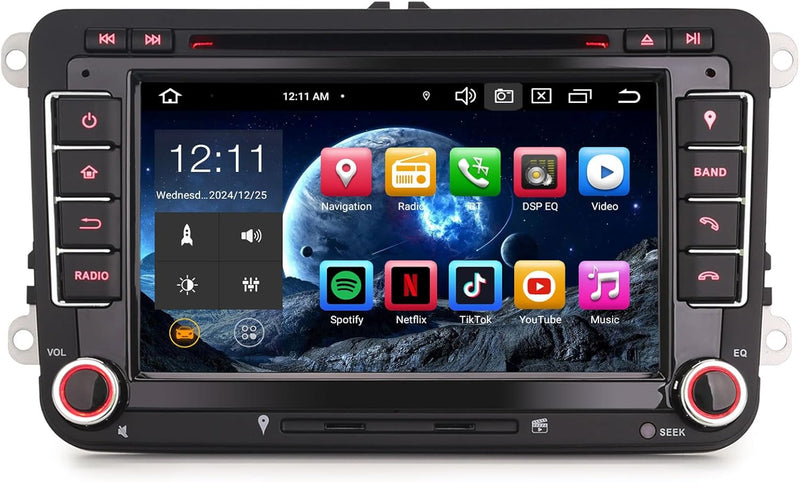 Erisin 7 Zoll 8-Kern 4GB+64GB Android 12 Autoradio mit GPS Navi Für VW Golf 5 Golf 6 T5 Touran Polo